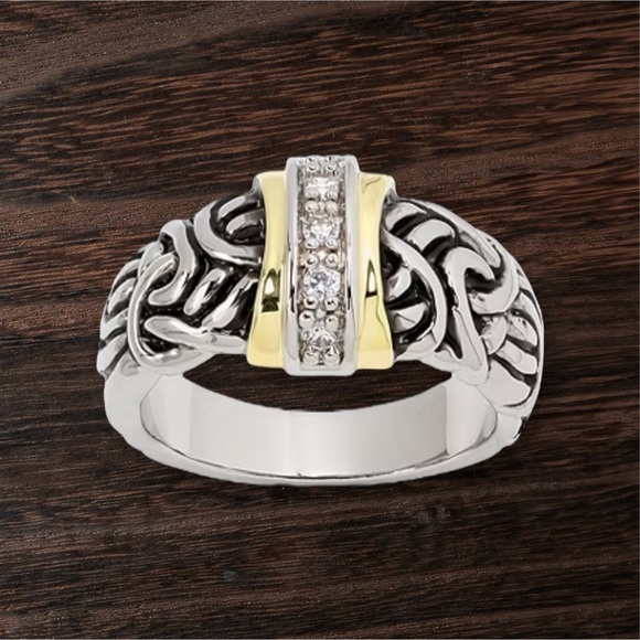 Kim Rogers Sparkle Allure Antiqued Cubic Zirconia Band - Picture 1 of 2